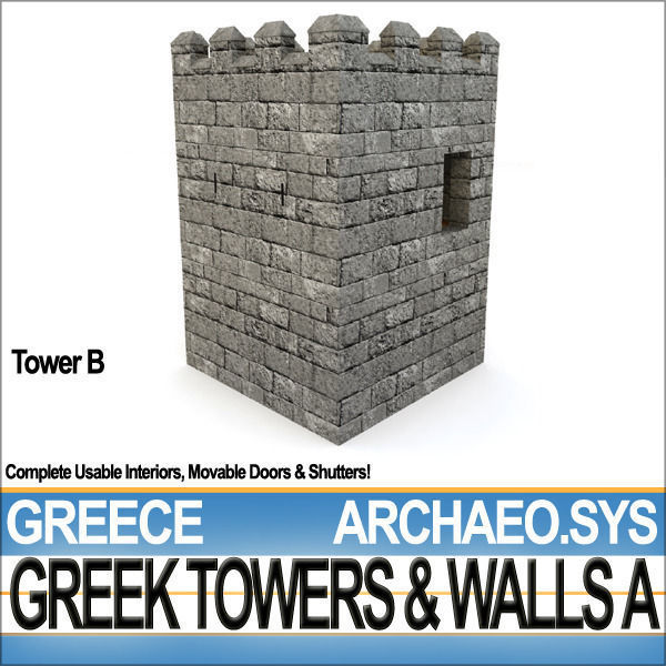 Ancient Greek City Walls Towers A 3D model_25