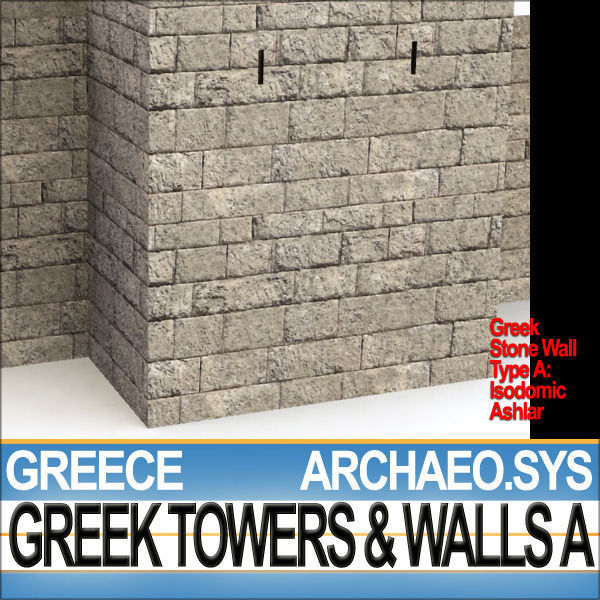 Ancient Greek City Walls Towers A 3D model_30