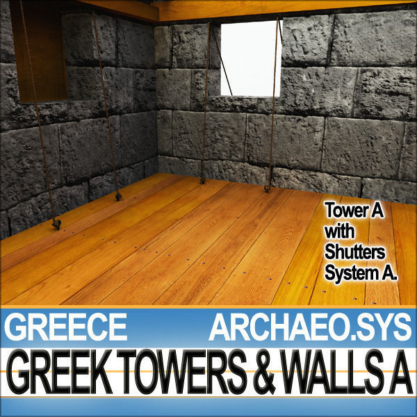 Ancient Greek City Walls Towers A 3D model_39