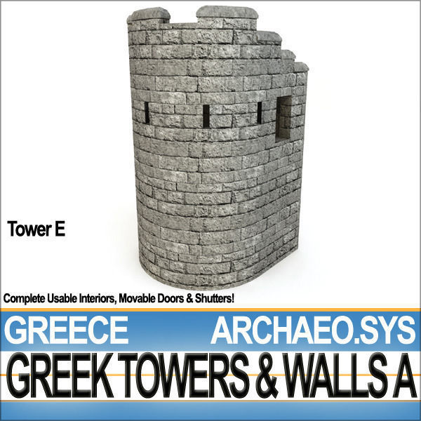 Ancient Greek City Walls Towers A 3D model_23