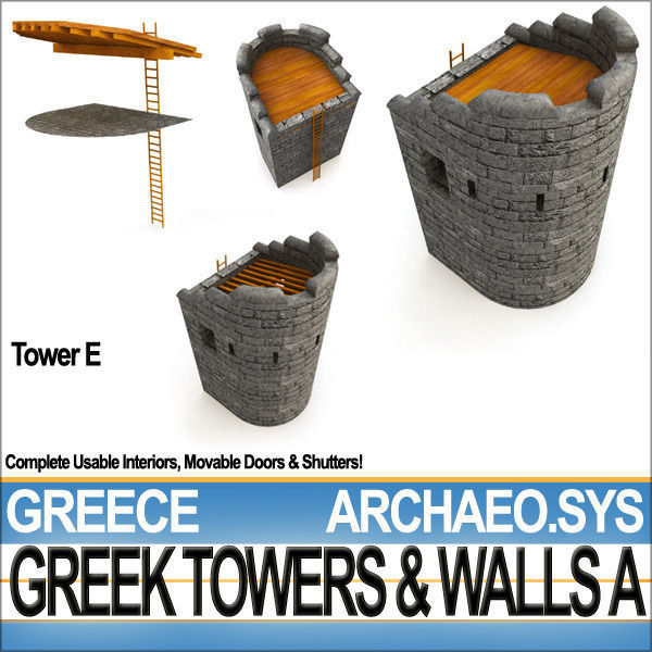 Ancient Greek City Walls Towers A 3D model_24