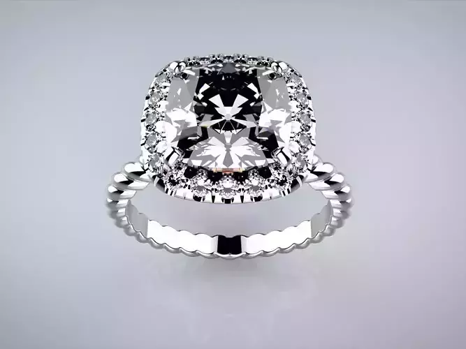 Engagement Ring 19mm Cushion Cut 9mm twist 