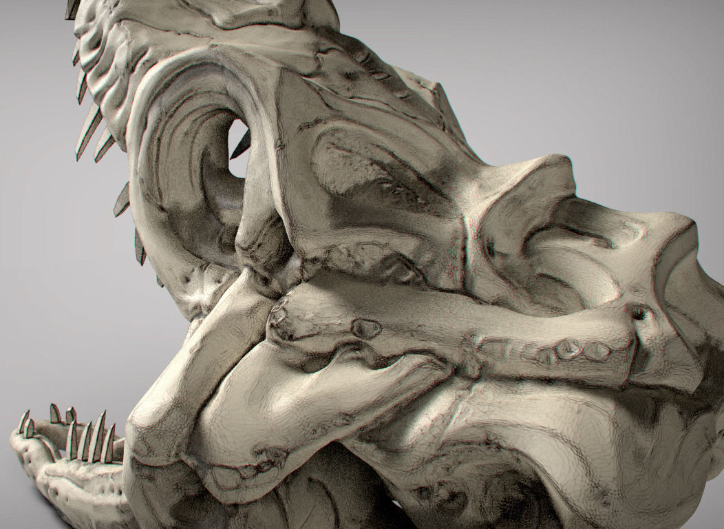 Fossil Series - Hornless 3D print model_2