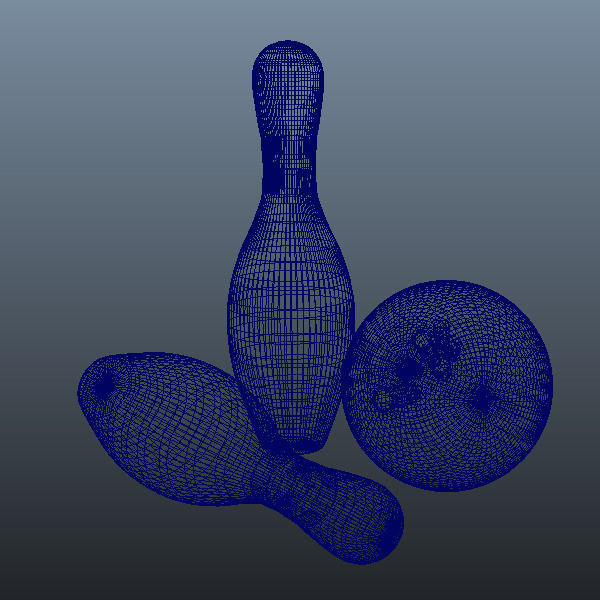 Bowling pins and ball 3D model_3