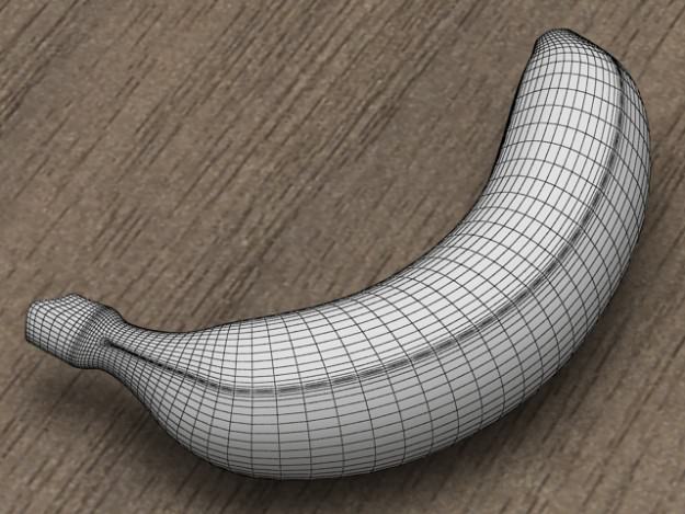 Banana bananas on wooden table 3D model_5