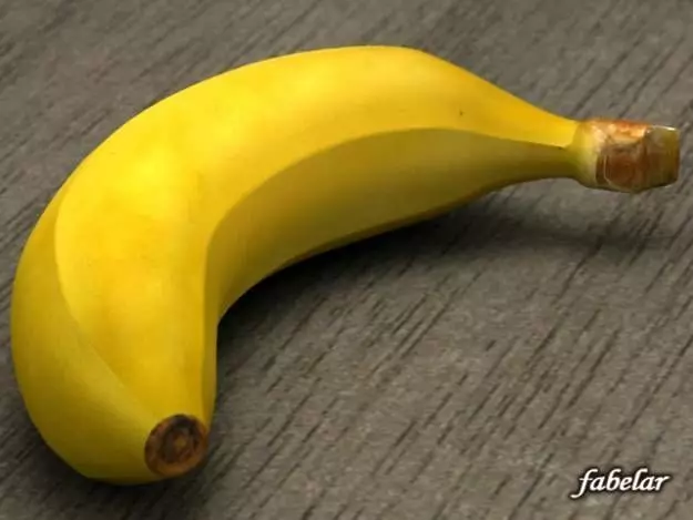 Banana bananas on wooden table 3D model_0