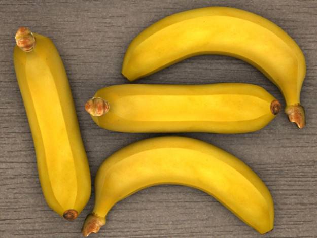 Banana bananas on wooden table 3D model_2