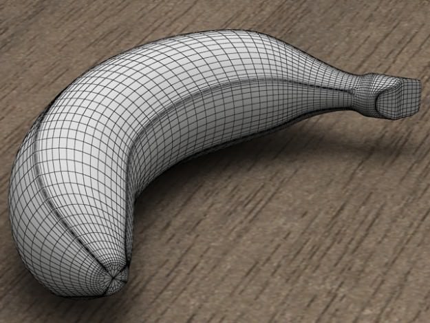 Banana bananas on wooden table 3D model_4