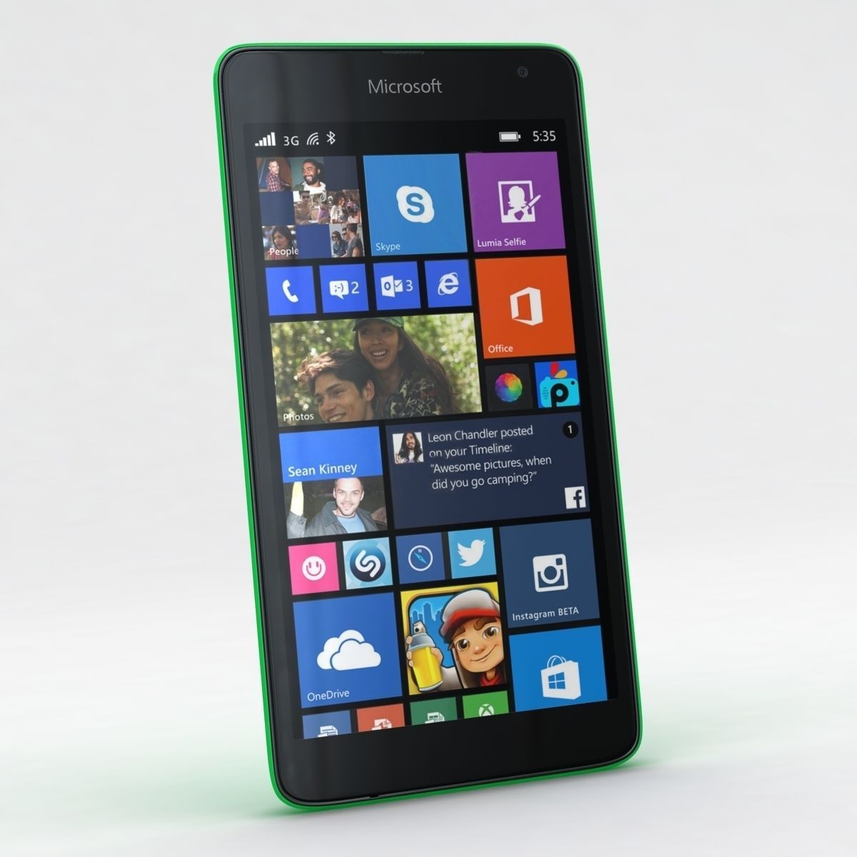 Microsoft Lumia 535 and Dual SIM Green Low-poly 3D model_1