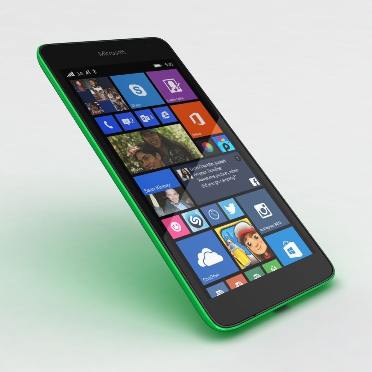 Microsoft Lumia 535 and Dual SIM Green Low-poly 3D model_15