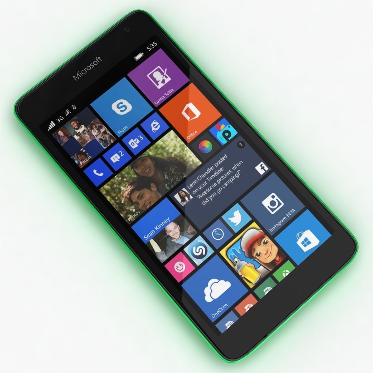 Microsoft Lumia 535 and Dual SIM Green Low-poly 3D model_6