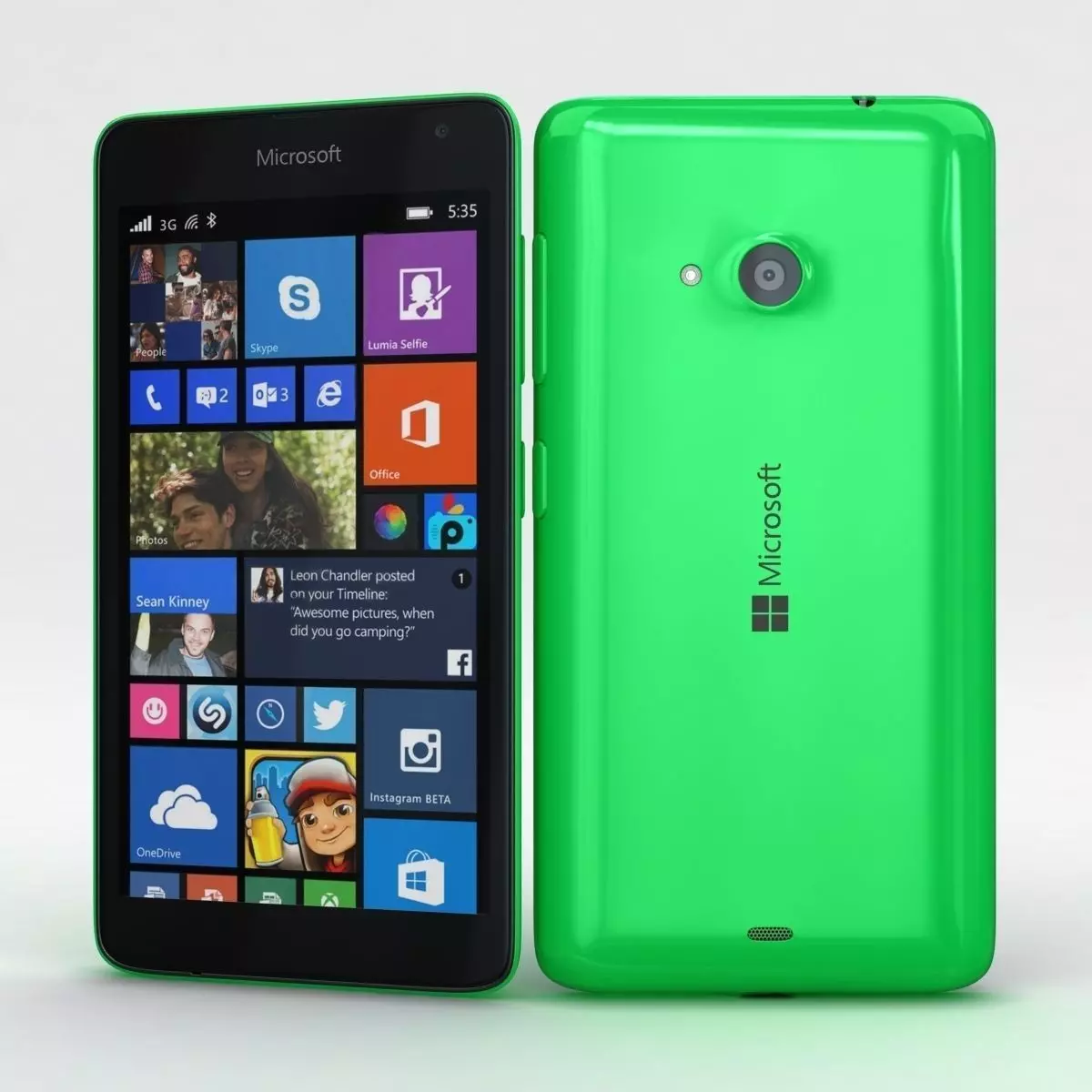 Microsoft Lumia 535 and Dual SIM Green Low-poly 3D model_0