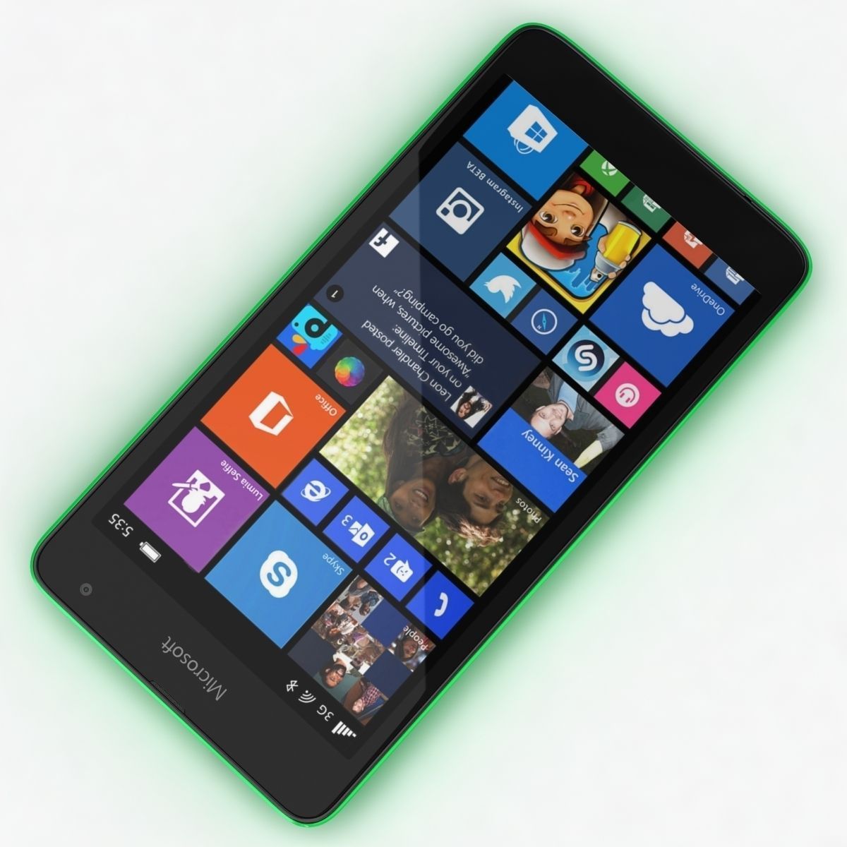 Microsoft Lumia 535 and Dual SIM Green Low-poly 3D model_5