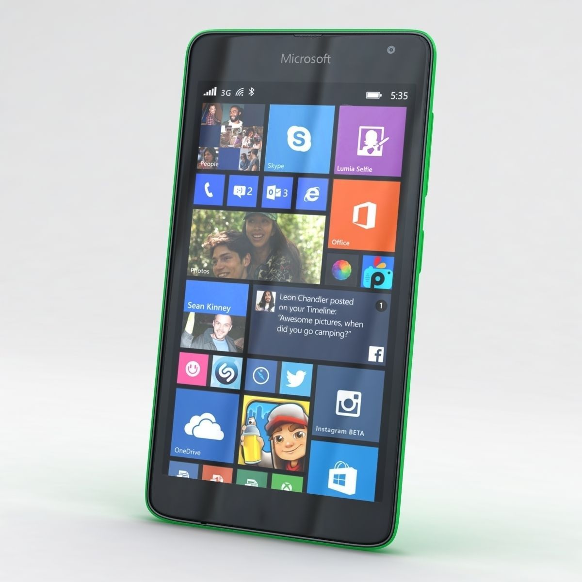 Microsoft Lumia 535 and Dual SIM Green Low-poly 3D model_2