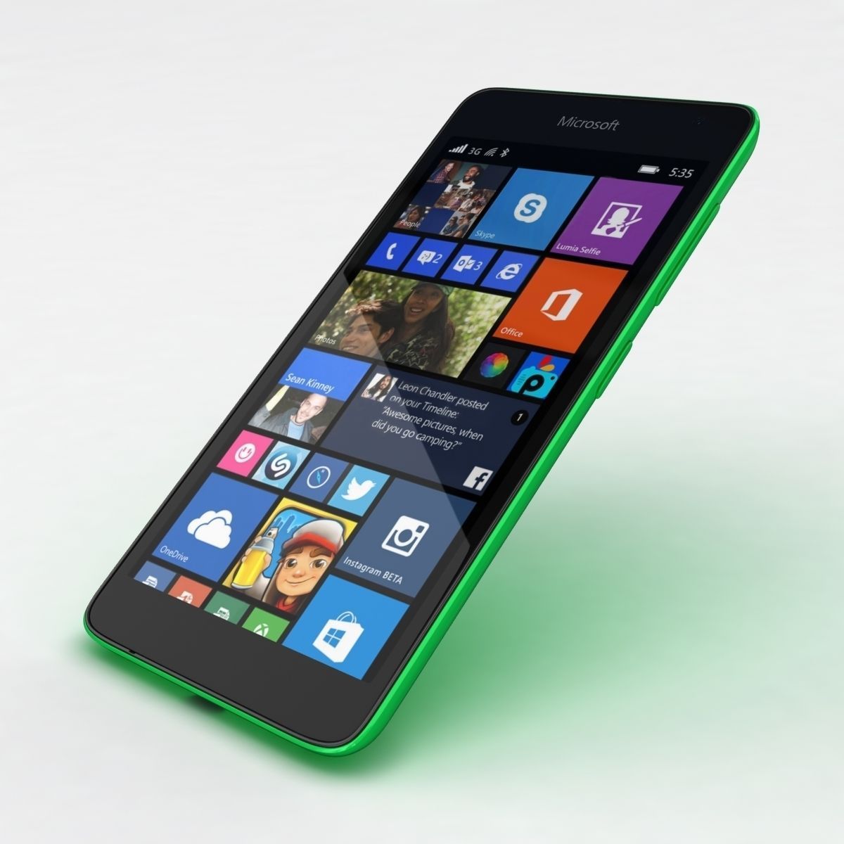 Microsoft Lumia 535 and Dual SIM Green Low-poly 3D model_16