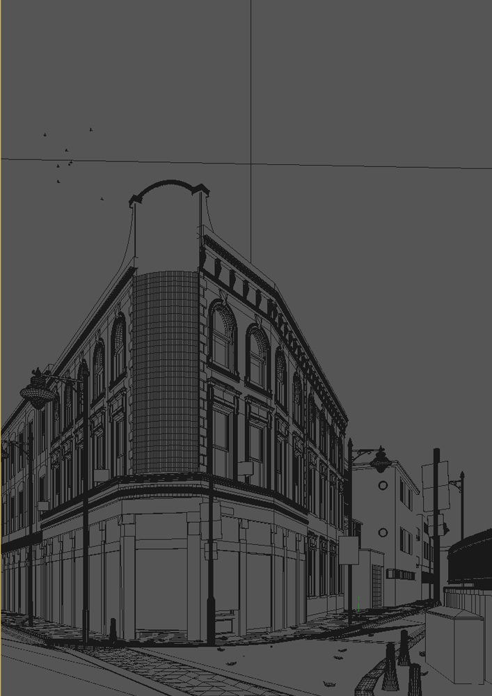 VRay - C4D Scene files - Old London Pub Exterior Scene 3D model_5