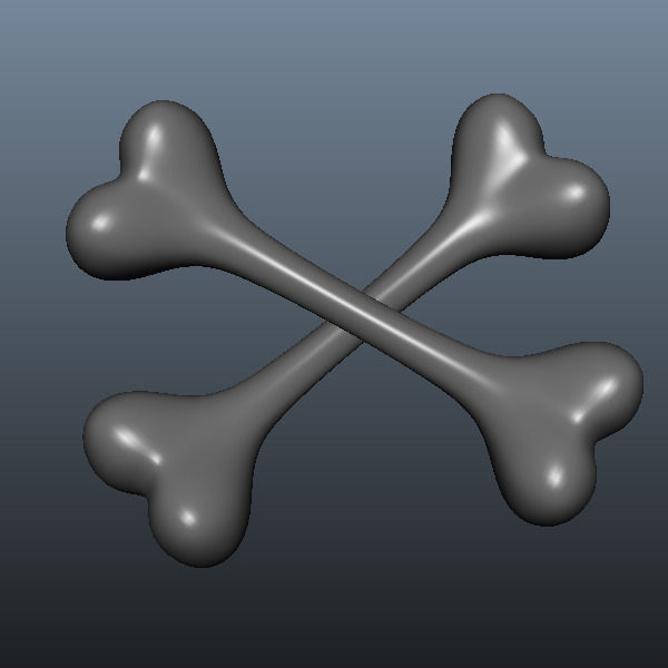 Bones two bone Low-poly 3D model_4