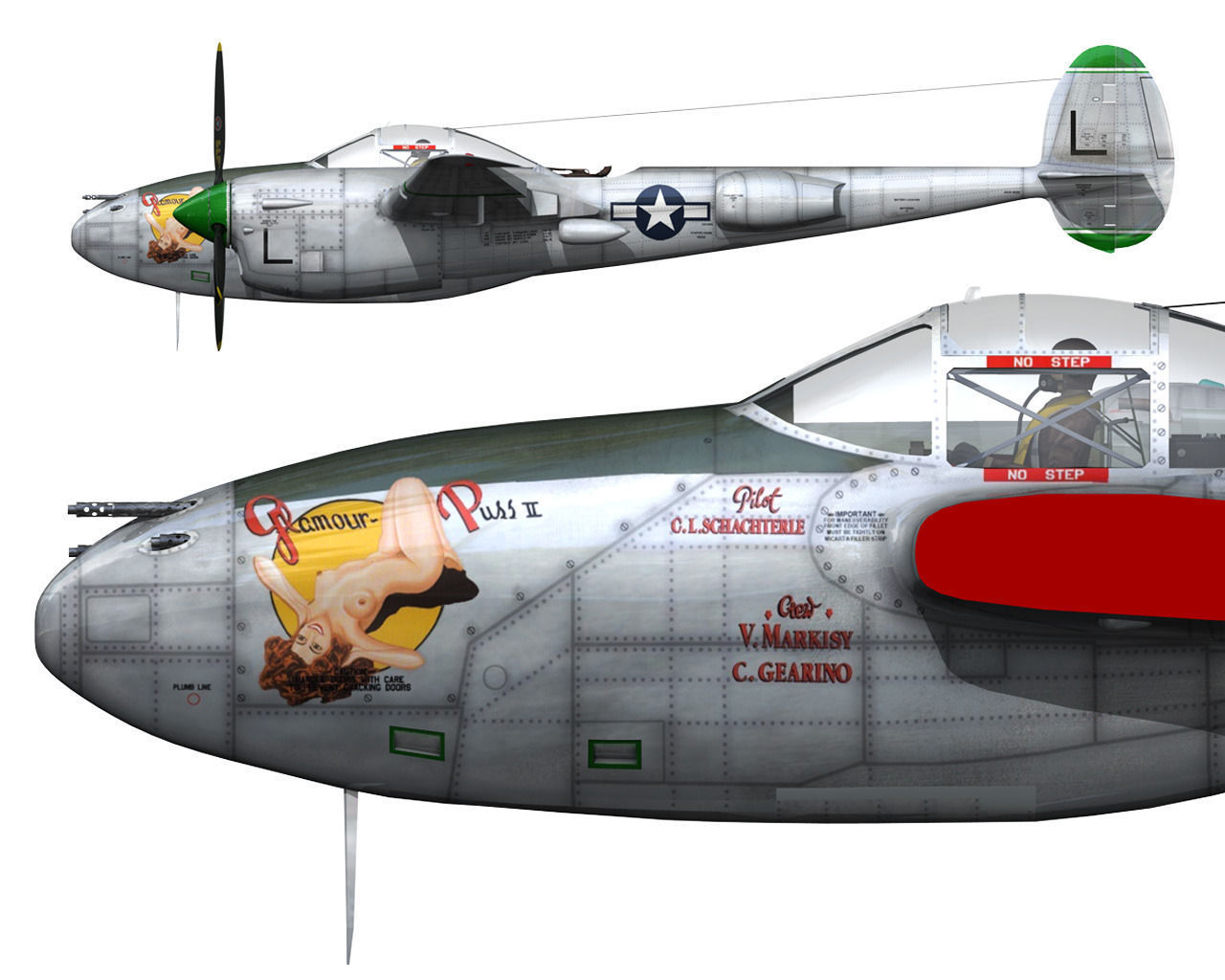Lockheed P-38 Lightning - Glamour Puss II 3D model_2
