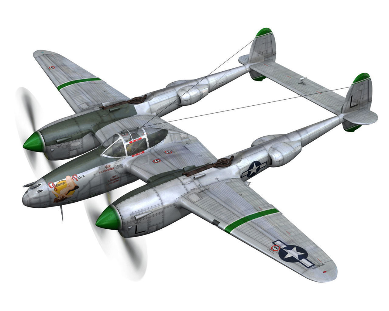 Lockheed P-38 Lightning - Glamour Puss II 3D model_3