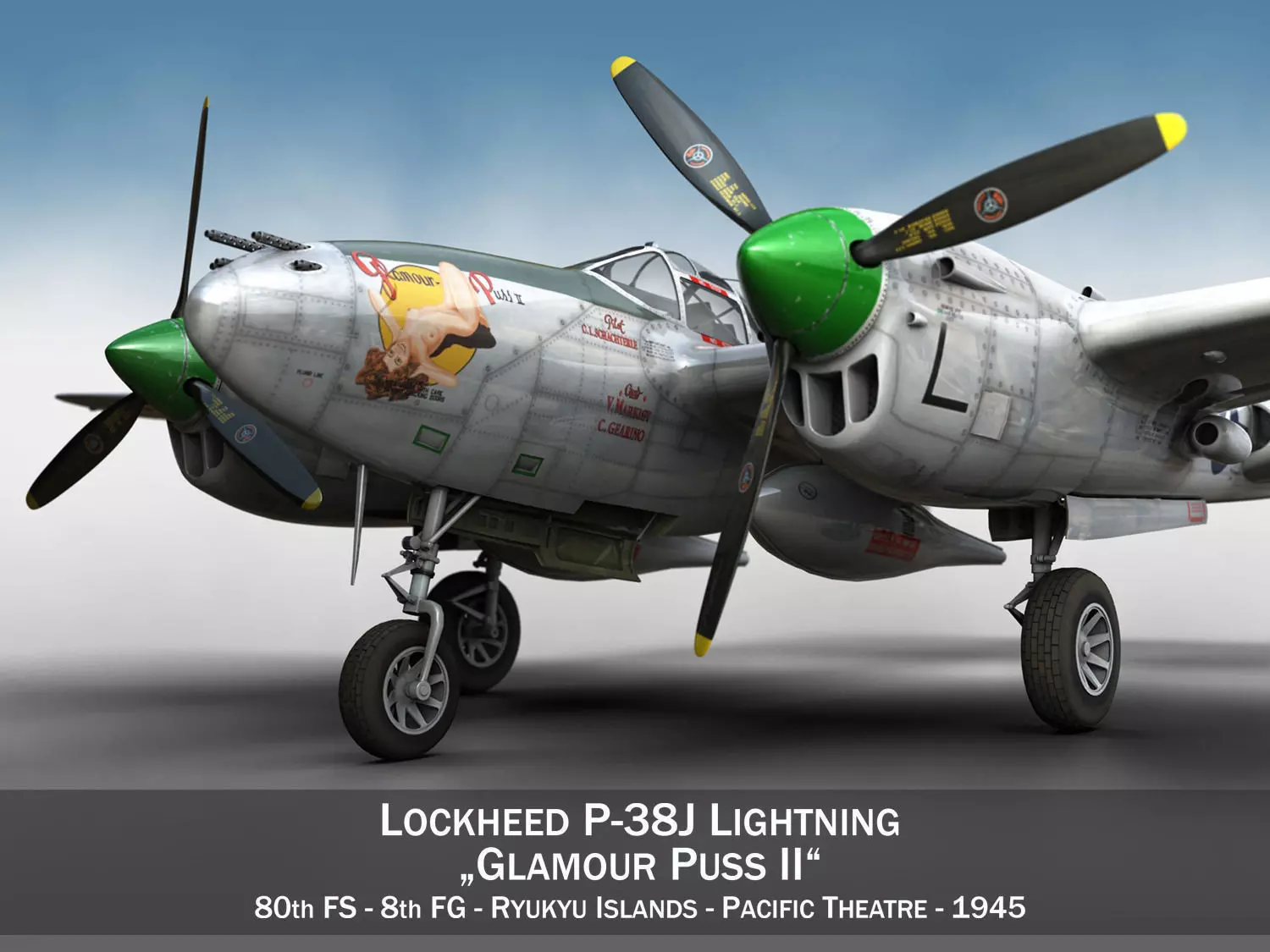 Lockheed P-38 Lightning - Glamour Puss II 3D model_0