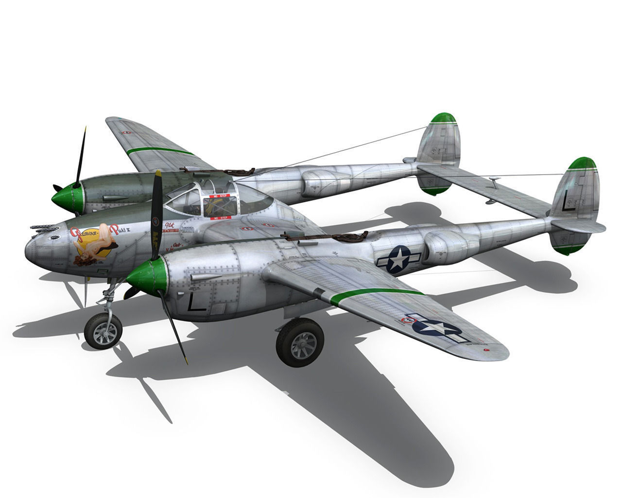 Lockheed P-38 Lightning - Glamour Puss II 3D model_11