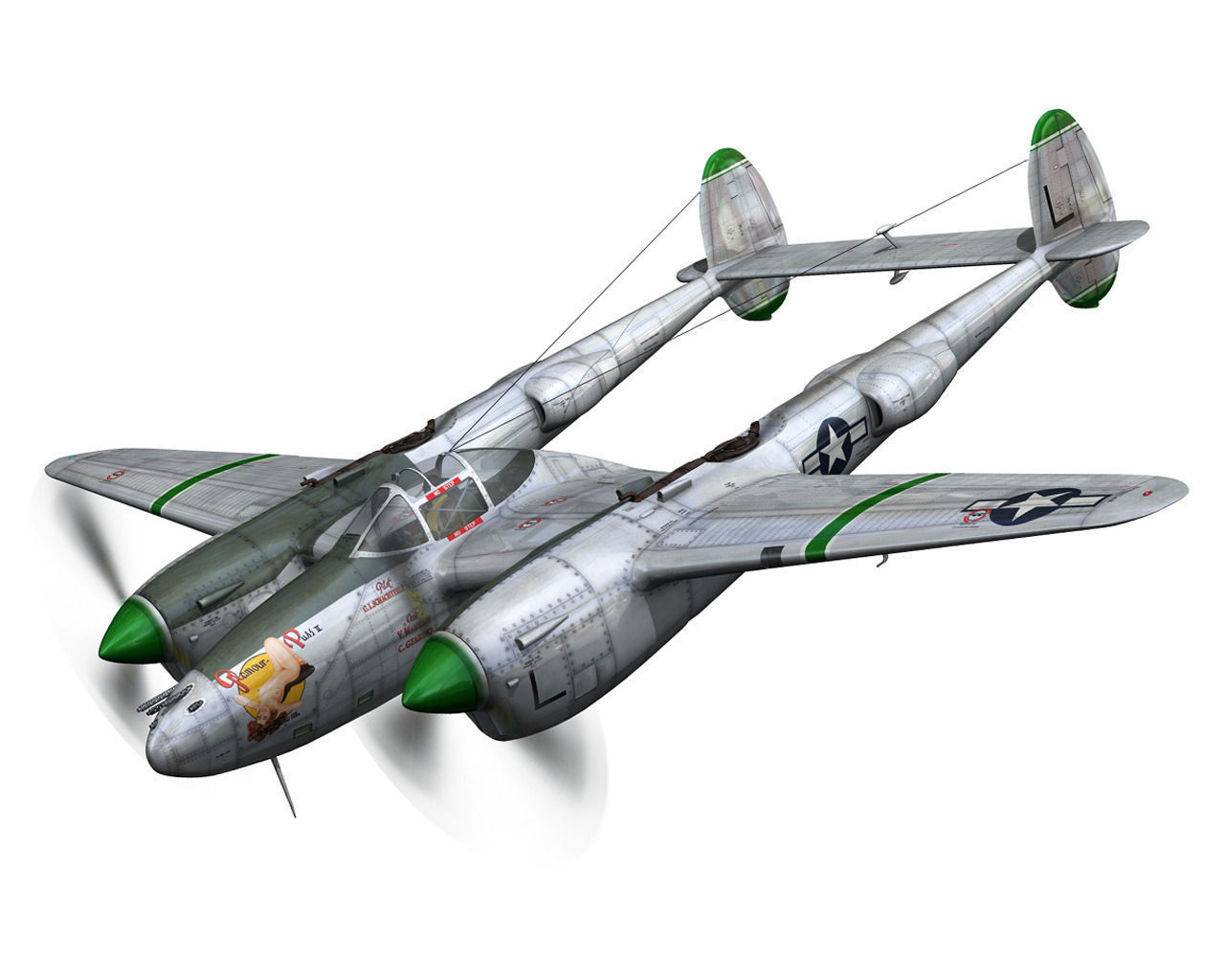 Lockheed P-38 Lightning - Glamour Puss II 3D model_1