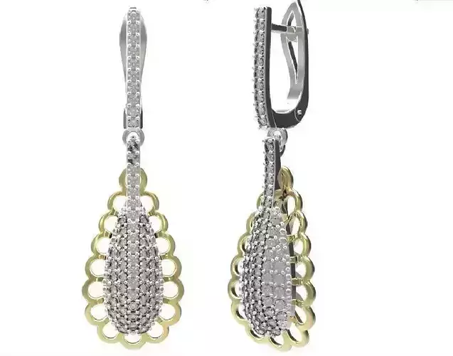 Earrings gold and diamond drop earring