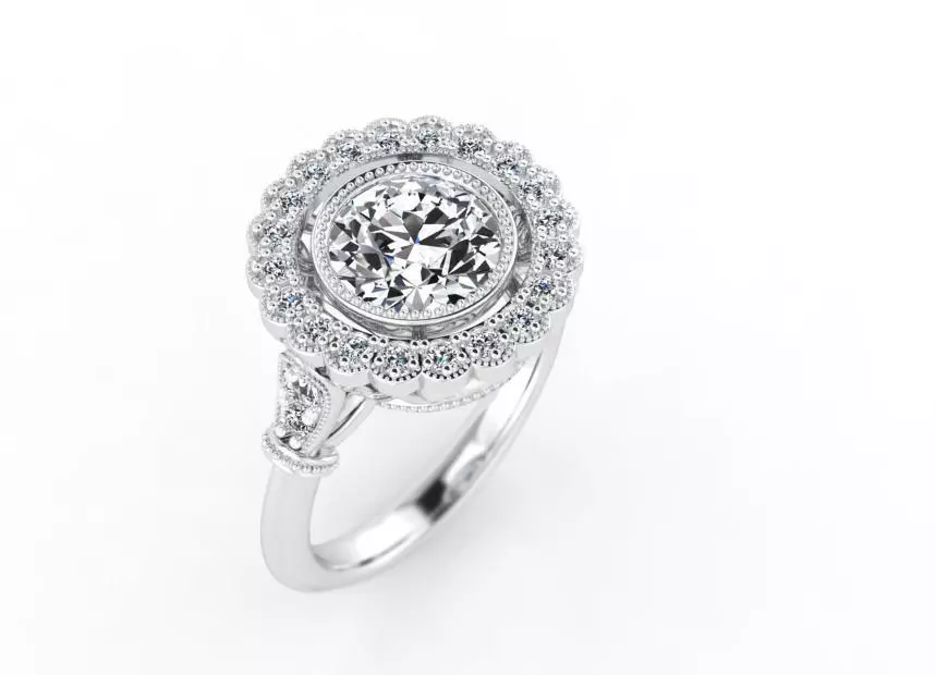 r vintage01 halo engagement ring gold 3D print model_0