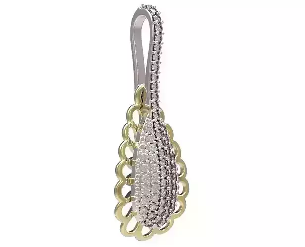 Pendant two tone gold and diamond drop earring