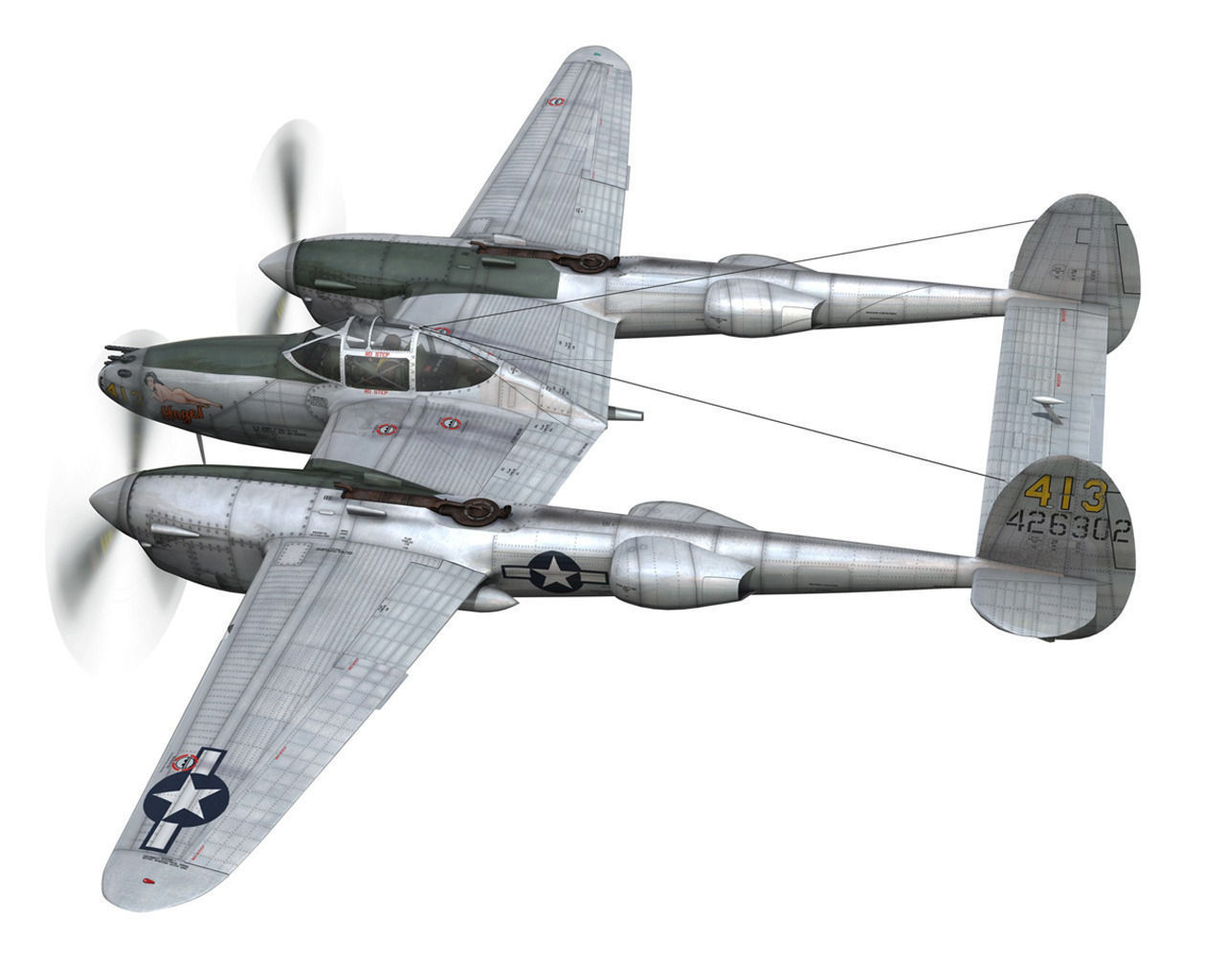 Lockheed P-38 Lightning - Hazel 3D model_4