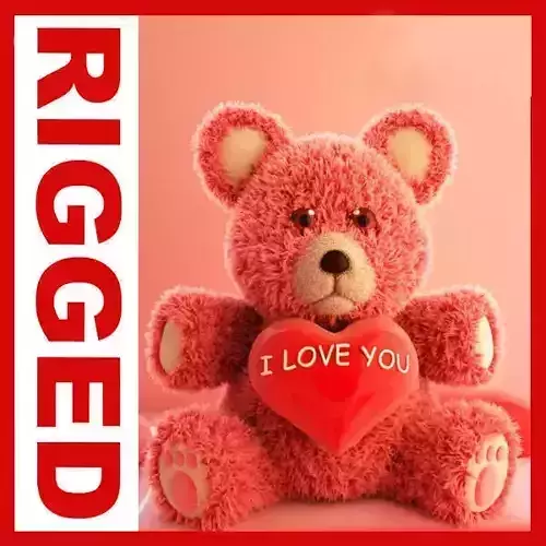 Valentine Teddy Bear Low-poly 3D model