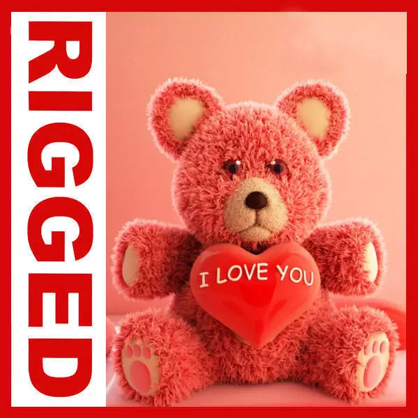 Valentine Teddy Bear Low-poly 3D model_0