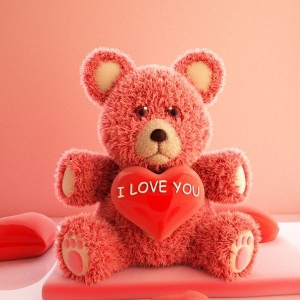 Valentine Teddy Bear Low-poly 3D model_1