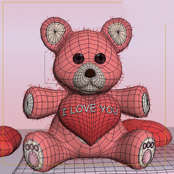 Valentine Teddy Bear Low-poly 3D model_2