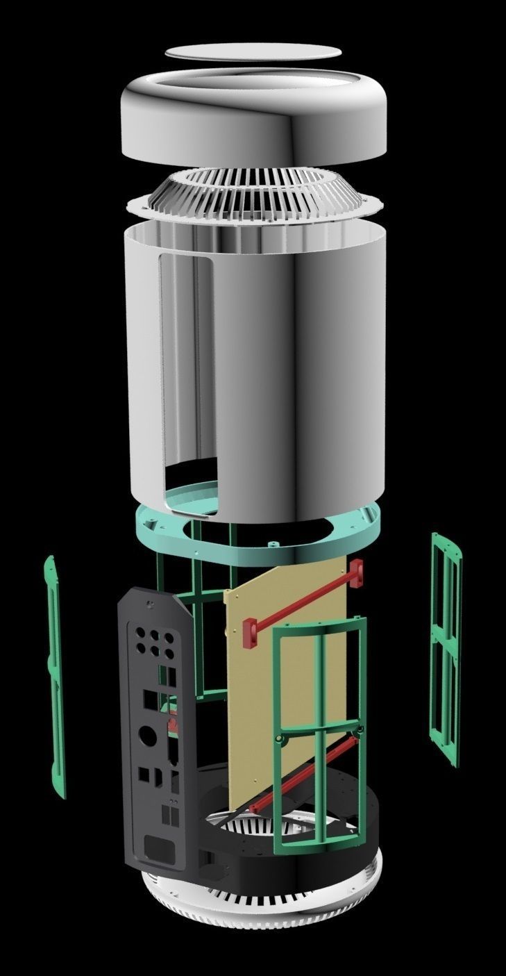 Full Printable ITX Case Mac Pro 2013 style 3D print model_13