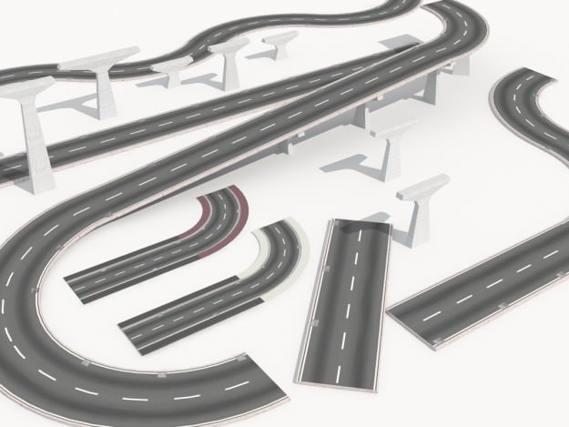 Road collection 1 with curves 3D model_1