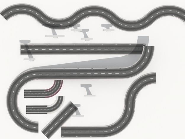 Road collection 1 with curves 3D model_8
