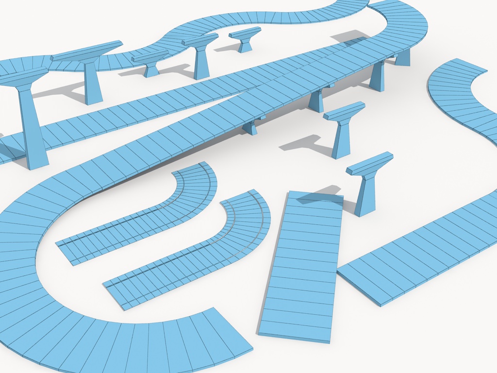 Road collection 1 with curves 3D model_9