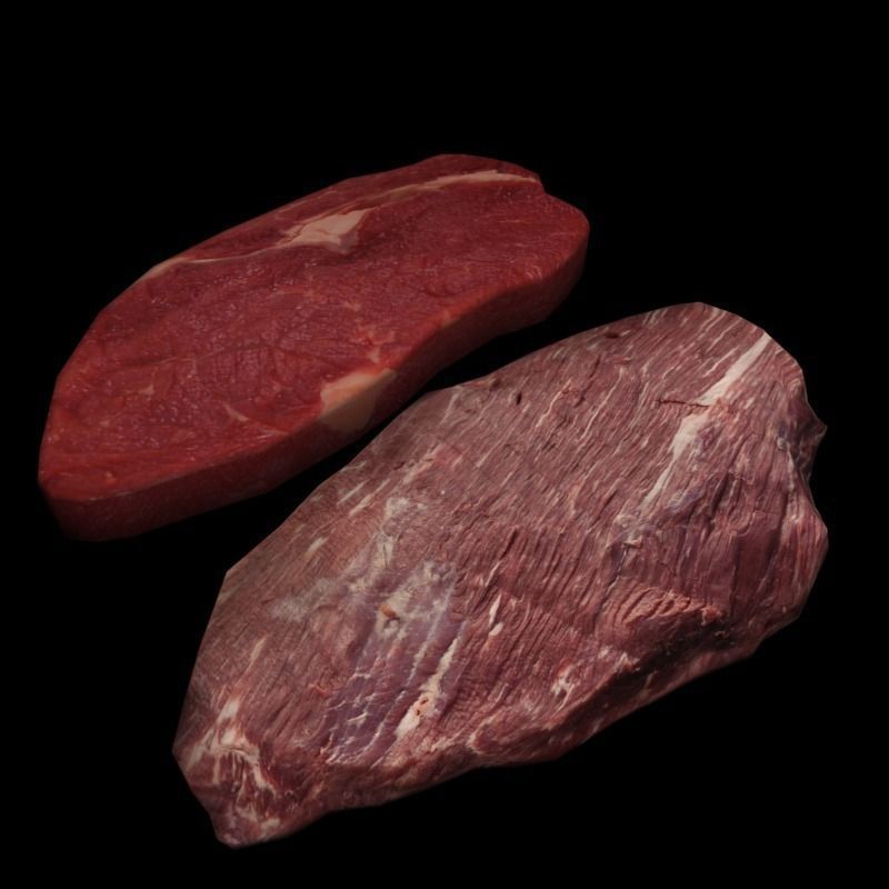 Raw Beef Steaks Low-poly 3D model_0