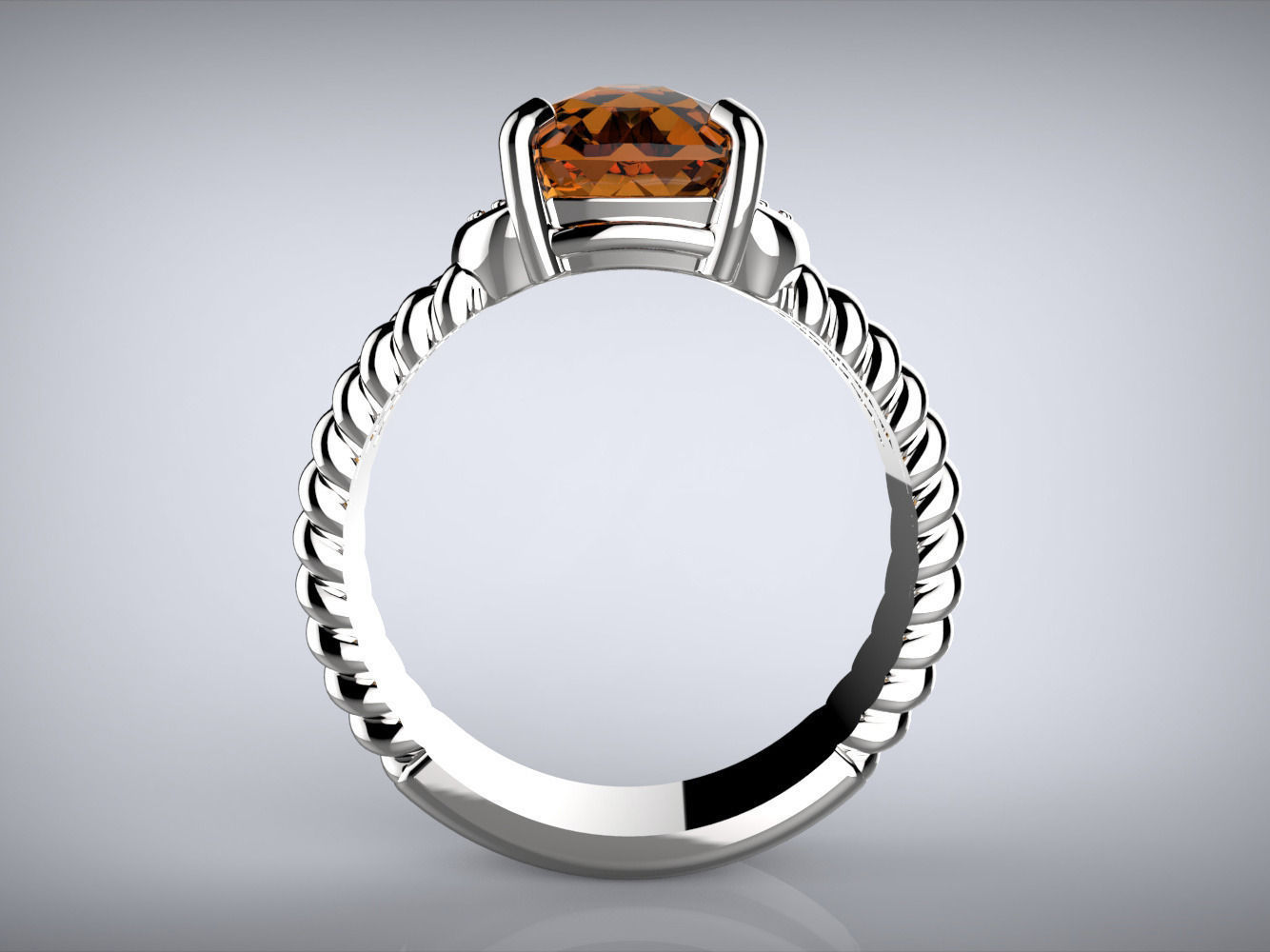 Twisted ring and Checkerboard Cut stone 3D print model_2