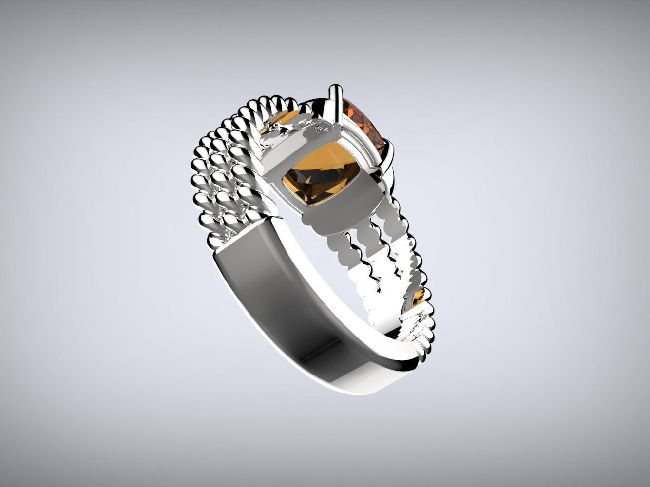 Twisted ring and Checkerboard Cut stone 3D print model_3