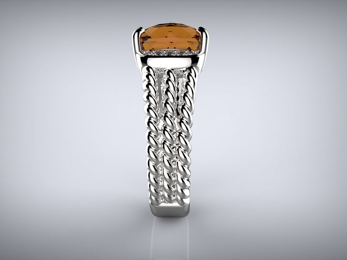 Twisted ring and Checkerboard Cut stone 3D print model_5