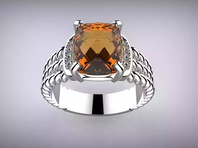 Twisted ring and Checkerboard Cut stone 3D print model