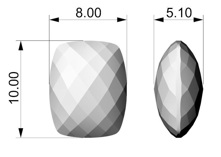 Twisted ring and Checkerboard Cut stone 3D print model_12