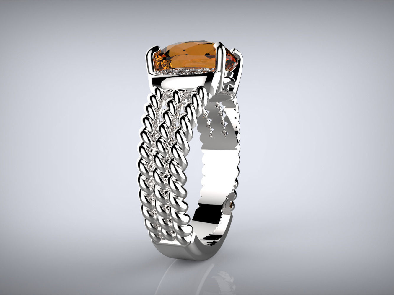 Twisted ring and Checkerboard Cut stone 3D print model_6