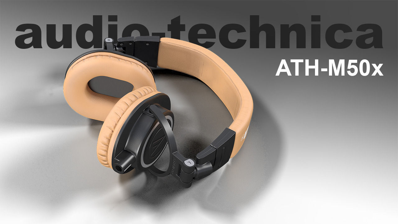 Audio technica ATH-M50x headphones PBR Low-poly 3D model_4