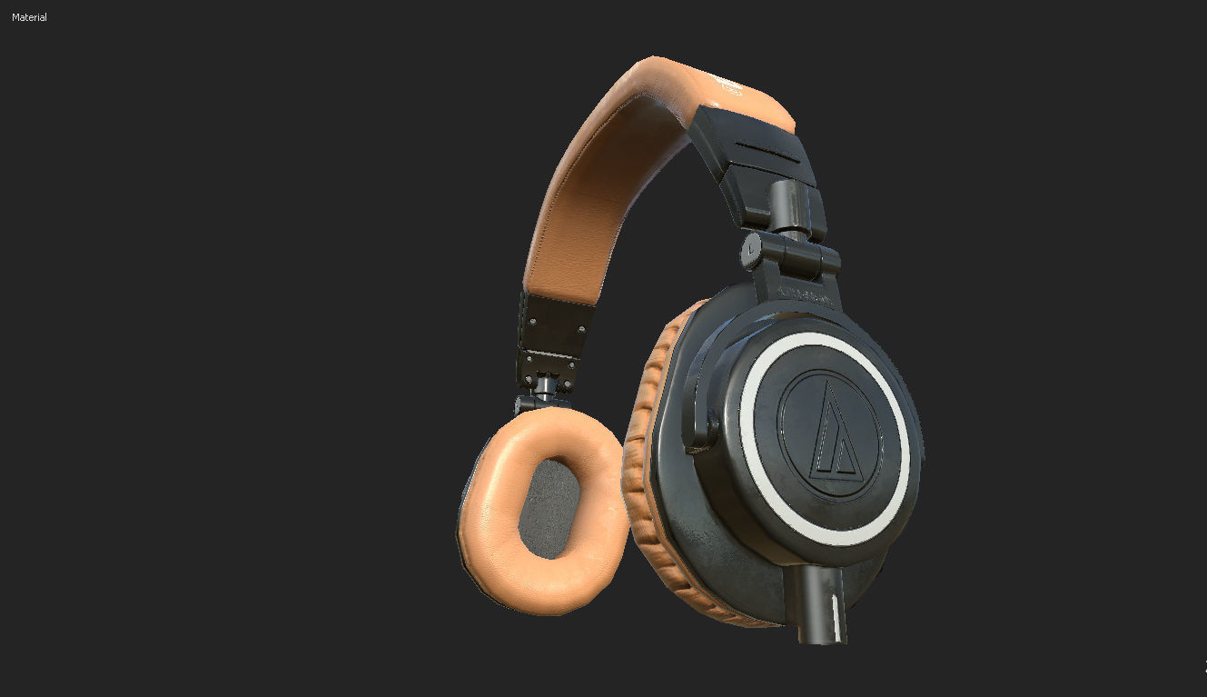 Audio technica ATH-M50x headphones PBR Low-poly 3D model_8