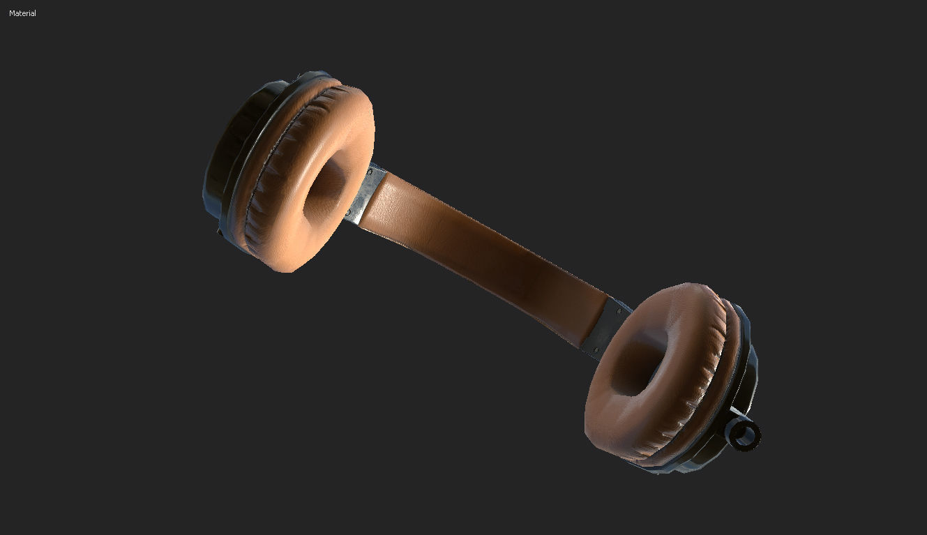 Audio technica ATH-M50x headphones PBR Low-poly 3D model_7