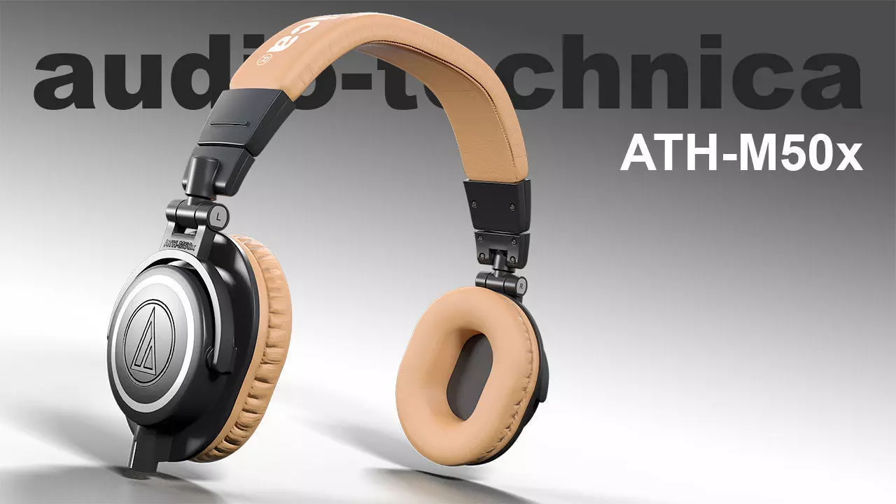 Audio technica ATH-M50x headphones PBR Low-poly 3D model_0