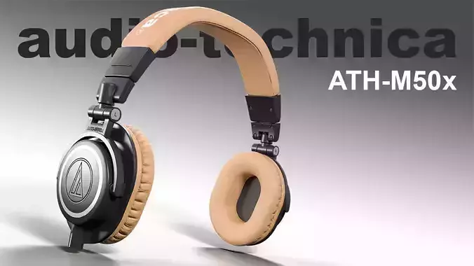 Audio technica ATH-M50x headphones PBR Low-poly 3D model